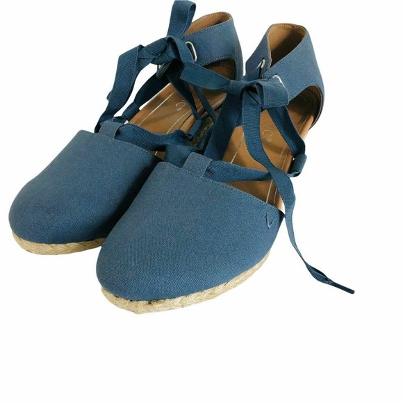 VIONIC Kaitlyn Espadrille blue  Wedge ribbon ties - Picture 3 of 10